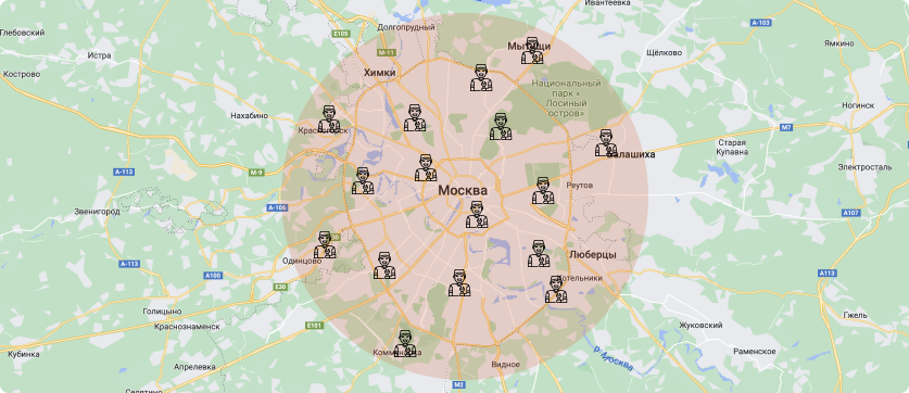 карта Москвы: локация мастеров